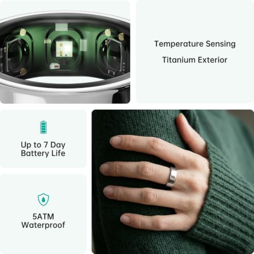 Image of opove O Ring Smart Ring, Fitness Trackers Rings with Sleep /Stress /Heart Rate /Women's Health Monitoring, No Subscription, Comfortable Wearing, Long Using, Fitness Ring for Android & iOS, Silver-Size10