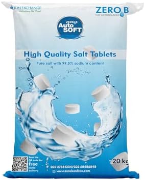 Zero B Water Softener Salt Tablets 40 Kg | Premium Water Purification Salt for Efficient Softener Performance | Soft Water Solution for Home, Office & Industrial Use | Number Of Salt Bags 02