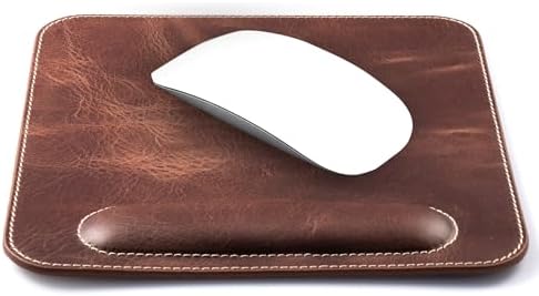 Londo Alfombrilla para ratón de cuero genuino con apoyo para muñe...
