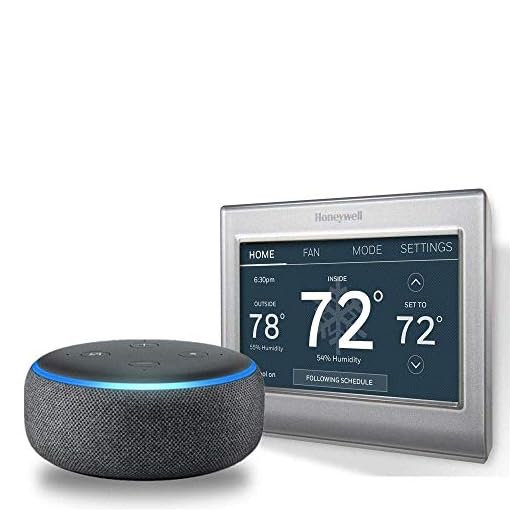 Echo Dot (3rd Gen) - Charcoal Fabric Bundle with Honeywell RTH9585WF1004/W Wi-Fi Smart Color Programmable Thermostat