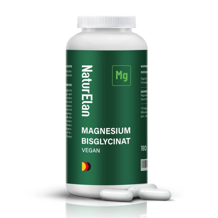 Magnesium Bisglycinat Kapseln - 180 Kapseln, 770mg magnesium glycinat je Kapsel, davon 100mg Elementares Magnesium, Vegan, In