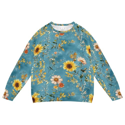 JUNZAN Fall Flowers Sunflower Snapdragon Blue Little Boys Sweatshirt Hoodie Fleece Kids Hoodies Boys Athletic 4T
