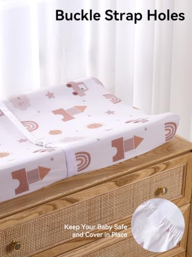 Image of TILLYOU Changing Pad Cover Set in Soft Jersey Material - Fits 32 inch /34''x16 Contoured Pad for Babies, Block car