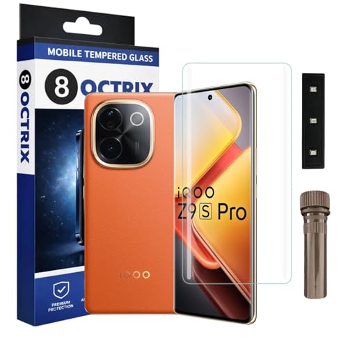 Image of Advance Curved UV Tempered Glass Screen Protector for IQOO Z9S Pro | Transparent | Pack of 1 | Full Screen Coverage with UV Installation Kit