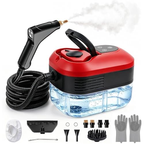 Steam Cleaner, Handheld Steam Cleaner for Cleaning, Portable Steam Cleaner with 6-Level Adjustable & Quick Heat-Up, Steam Cleaner for Home, Kitchen, Bathroom, Tile, Grout, Dirt, Car Detailing (Red)