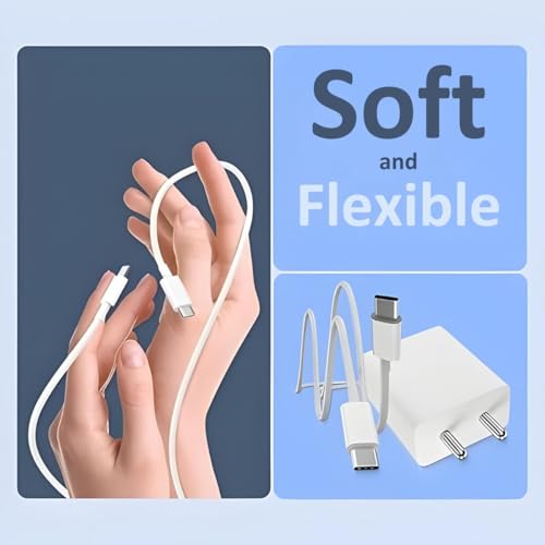 Image of 25W Braided Type C Cable with Super Fast Charger Adapter Compatible for SamsungGalaxy A56, A36, F06, F05, F15, A16, M16, M06, M55s, M05, A06, A05, M35, S24 FE,Z,S21 /S23 FE, White