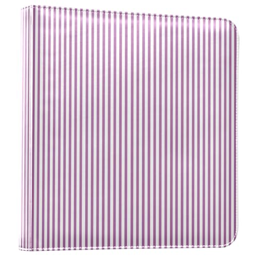 Álbum de fotos autoadhesivo DIY Scrapbook con rayas moradas y blancas, encuadernación de 3 anillos, 40 páginas, tamaño 8x10 para recuerdos miniatura 1