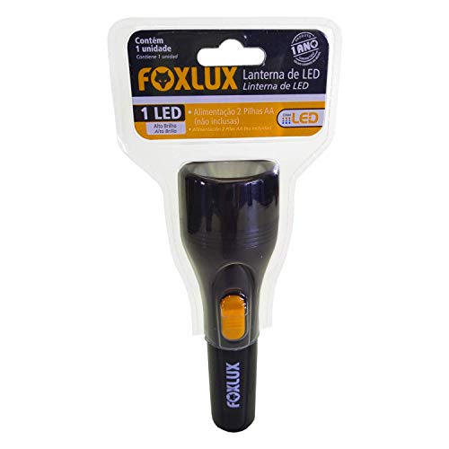 Lanterna de LED Foxlux – 1 LED – Alto Brilho – Luz Branca – Plástico ABS – 2 Pilhas AA – Preto – Mul