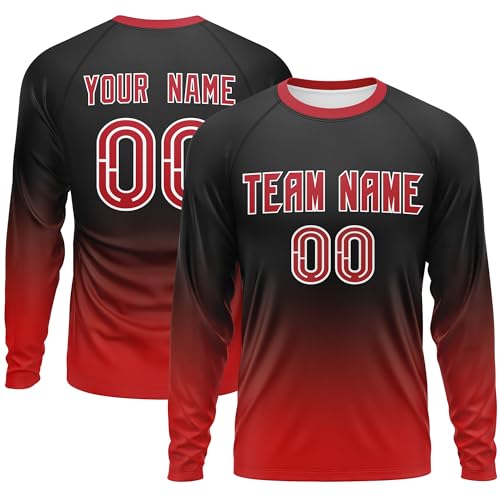 KXK Custom Gradient Baseball Shirt Long Sleeve Team Jersey Personalized Printed Name Number for Men Women Youth