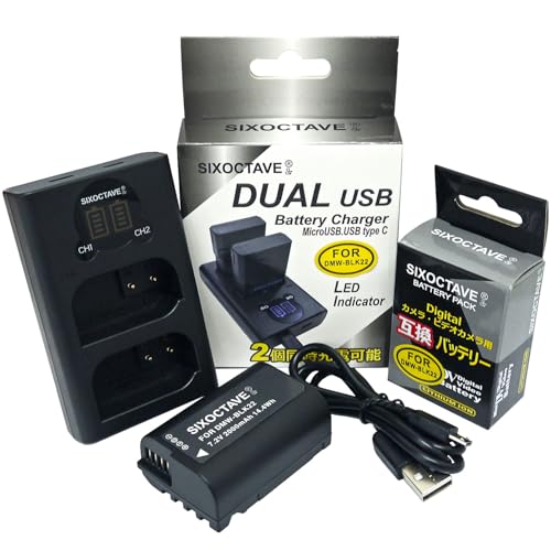 SIXOCTAVE DMW-BLK22 �p�i�\�j�b�N �݊� �o�b�e���[ &�f���A���[�d�� DMW-BTC15 2�_�Z�b�g DC-S5/DC-S5K/DC-S5K-K/DC-GH5II/DC-GH5M2/DC-GH6/DC-GH7/DC-S5M2/DC-S5