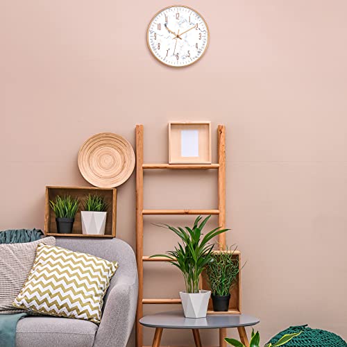 Lumuasky Rose Gold Wall Clock Battery Operated Modern Silent Non-Ticking 12 Inch Analog Decorative Clock For Living Room Bedrooms Kitchen Office (Marble Dial) #TOP5