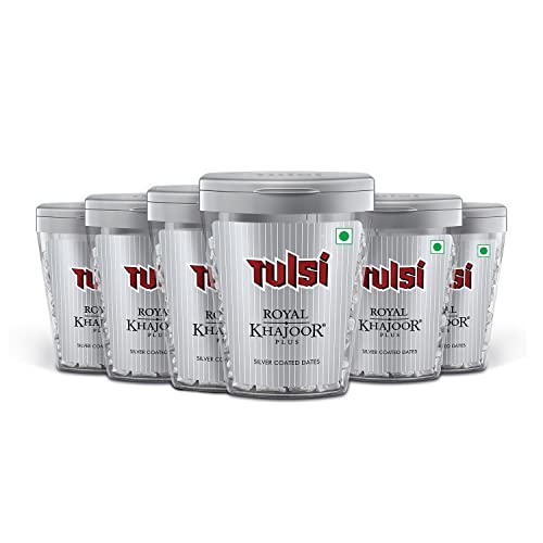 Tulsi Royal Khajoor Plus | Silver Coated Khajoor | Dates| Mint Mouthfreshner Jar | Flip Top Pack,180 Gm