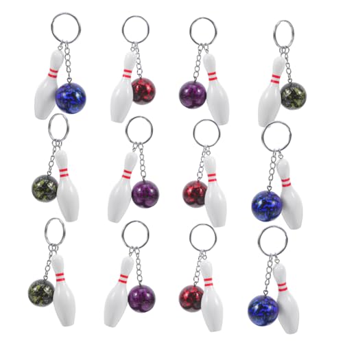 Porte-clés de bowling mini en plastique solide bleu violet vert rouge résistant