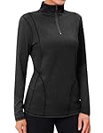 Terecey Camiseta Deportiva Mujer Manga Larga con C...: Tejido Transpirable y Cómodo: Camiseta deportiva mujer de manga larga fabricada con material ligero y elástico que absorbe el sudor y mantiene la piel seca durante el entrenamiento Diseño con Cremallera 1/4: Cuello alto con cremallera para mayor como...