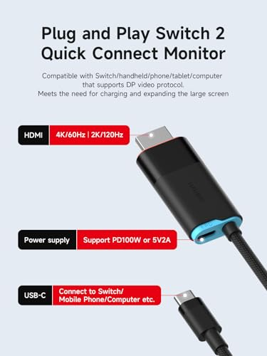 Image of Hagibis Switch2 Dock for Nintendo Switch1 /2 & Switch OLED, USB C to HDMI Cable Adapter with 4K@60Hz HDMI, 100W PD, Type-C to HDMI Adapter for Laptop, Tablet, SteamDeck, ROG Ally (Black 4K@60Hz)