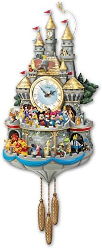 The Bradford Exchange Disney Timeless Magic Musical Wall Cuckoo Clock Masterpiece Handmade With 43 Rotating Characters Castle Windows Light Up Plays Melody A Dream is a Wish Your Heart Makes 20-Inches
