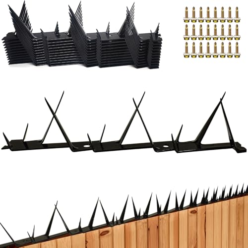 Heavy Duty Metal Fence Spikes-Anti Climb Security Spikes for Fence and Wall-Intruder and Animal Deterrent (Black, 178 inches)