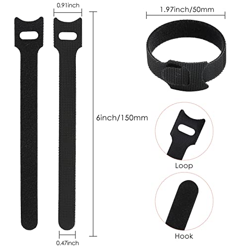 Mvyc CAKF270 120Pcs 6 Inch Reusable Cable Ties Wire Ties Cord Organizer Cable Organizer Adjustable Cable Management Black thumb #1
