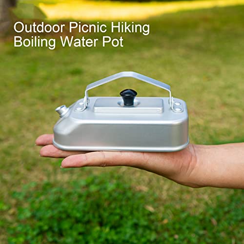 Grasary 300Ml Camping Kettle Portable Small Camping Tea Kettle Rectangle Pot Aluminum Outdoor Picnic Hiking Boiling Water Pot Camping Utensils Silver #TOP2