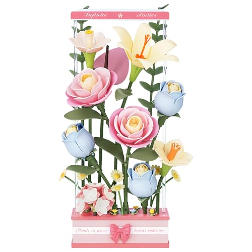 ROBOTIME Puzzle 3D Fleur Adulte Maquette a Construire Modèle Fleur DIY Fleurs Bouquet Artificielle Maquette pour Les Femmes Cadeaux d'anniversaire pour la Saint-Valentin, AF01D