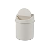 Qskely 0.5 Gallon Plastic Mini Desktop Trash Can, Tiny Waste Bin with Swing-Top Lid, White
