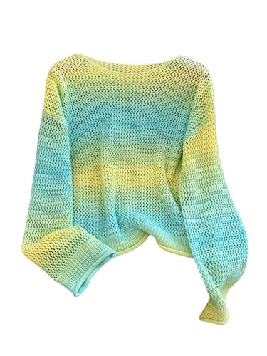 Verdusa Women's Crochet Sweater Hollow Out Long Sleeve Drop Shoulder Loose Pullovers