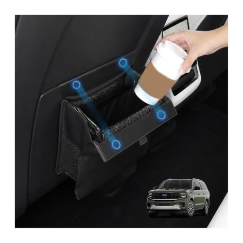 Image of for Car Trash Bag for 2020-2026 Ford Expedition Rear Seat Hanging Trash Can with Magnetic Closure PU Leather Trash Bin Foldable Garbage Bag & Organizer