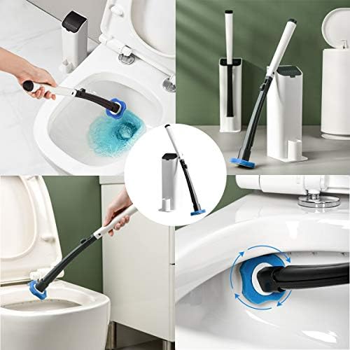 AnMelon Wall Toilet Wand KitDisposable Toilet Brush With Holder. Disposable Toilet Cleaning System with 16 Toilet Wand Replacement Heads