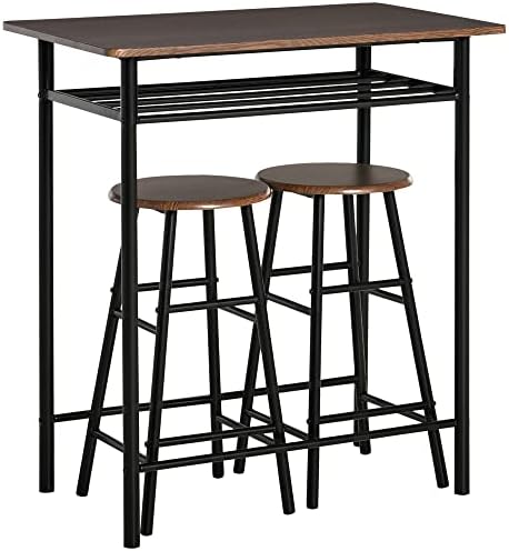 HOMCOM - Ensemble table de bar - Métal - 100x60x88cm - Beige
