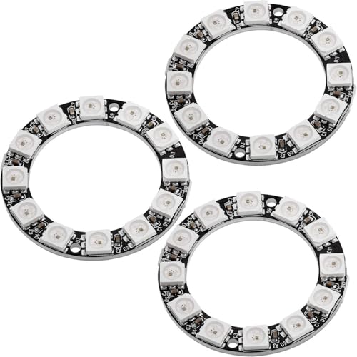 DUTTY Anillo LED 12 bits rgb 38mm ws2812 5050 5v Development Board 3 piezas