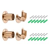 QUARKZMAN 4 Stück Kleiderstangenhalterungen 1 Zoll 304 Edelstahl Flanschstangenhalter 1.5 Zoll Höhe Kleiderstangenendstützen Mit Schrauben Für Kleiderschrank Duschvorhang Roségold
