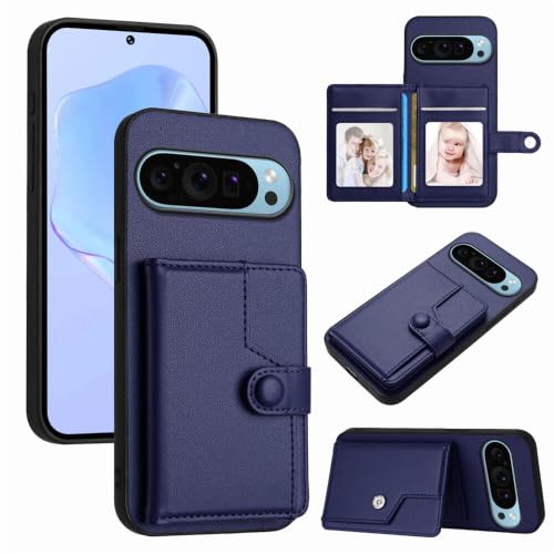Étui portefeuille Google Pixel 10 Pro 5G bleu anti rayures et chocs
