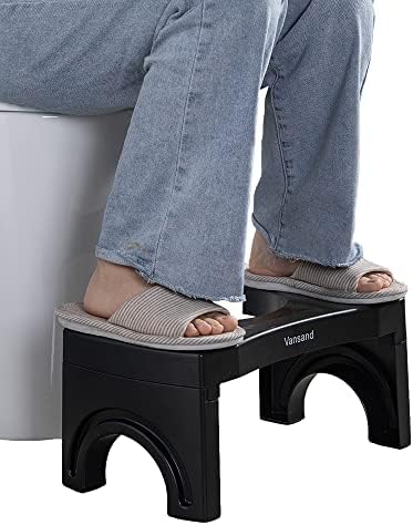 Vansand Toilet Stool,Folding Squatting Potty Poop Stool, Toilet Auxiliary Step,7.5Inch Height (Black)
