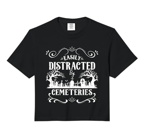 Easily Distracted by Cemeteries Taphophile Cemetery Comfort Colors Crop Top