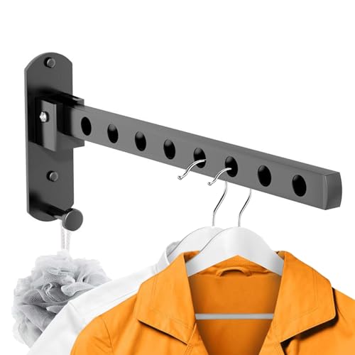 QMAHA Étendoir Mural, Etendoir Linge Exterieur Pliable, Rotation 90° Séchoir À Linge Pliant, Cintre Mural Support de Séchage, Porte-vêtements Pliable Mural pour Balcon Buanderie Salle de Bain