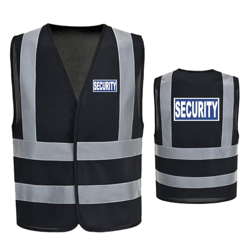 AYKRM High-Visibility Reflective Safety Vest with BlueSecurity and Black Design - 2XL - Maximum Safety and Security on the Job
