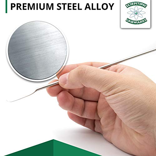 Scientific Labwares Stainless Steel Lab Spatula Micro Scoop Reagent Laboratory Mixing Spatula Chemical Weighing Measuring Sampling Spoon Science Medical Lab - Set of 10