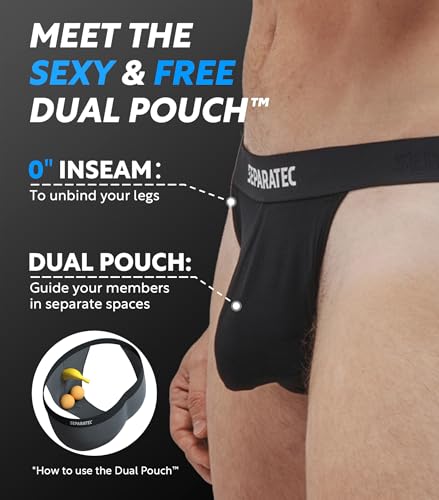 Separatec Men's Bikini Briefs Dual Pouch Bulge Enhancing Soft Support Breathable Mens String Bikini Briefs Tagless 3 Pack