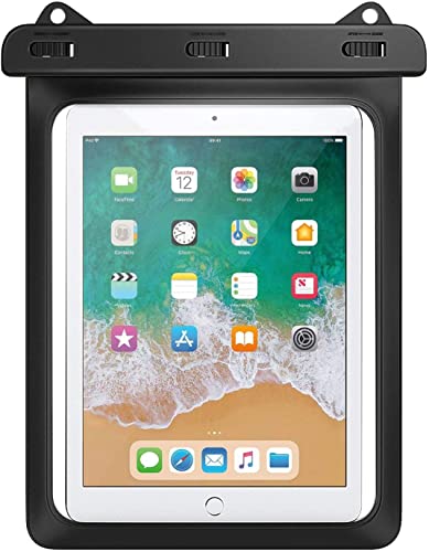 [EnocoLand] タブレット 防水ケース お風呂 12インチまで対応 首掛けストラップ付き IPX8 防水30m (ブラック)