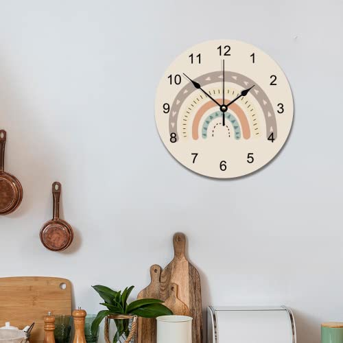 Reloj de pared redondo de madera EricauBird tonos tierra silencioso miniatura 4