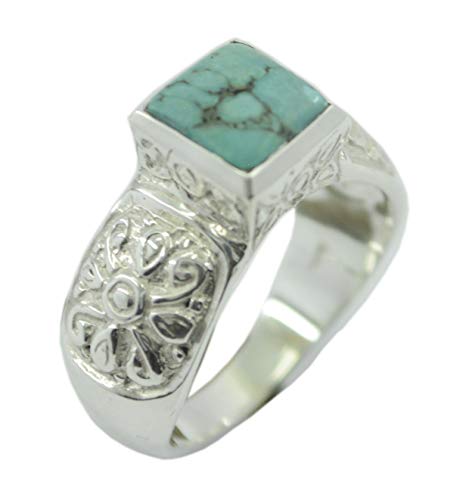 Bague en argent 925 avec multi-gemmes turquoise véritable de haute joaillerie