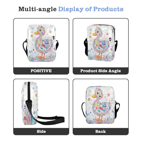 Cute Pet Duck Colorful men's messenger bag cross body bag Womens Cross Body Purses Adjustable Strap for Outdoor Daily Travel4