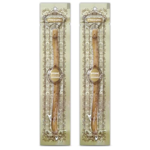 FREEGRIN Miswak Sticks for Teeth Pack of 2 - Vacuum Sealed Traditional Sewak Natural Miswak Toothbrush - for Healthy Teeths Gums and Fresh Breath