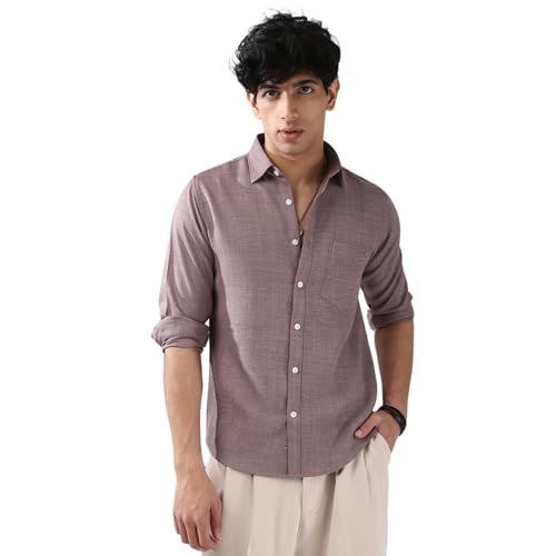 Image of Urbano Fashion Men's Linen Blend Full Sleeve Relaxed Fit Casual Solid Shirt
