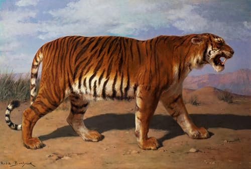 Tableaux de Rosa Bonheur traquer le tigre pour transformer un salon vide en espace d'art