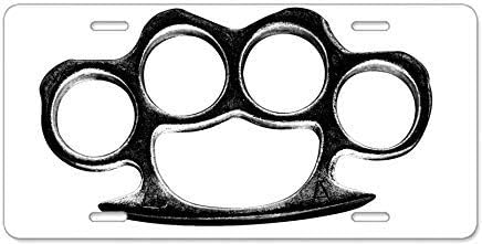 Knuckle Duster Decorative Front License Plate,Metal License Plate Covers for Women,Vanity Tag,Novelty Gifts,Fathers Day Gifts for Dad,Gifts for Mom
