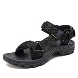 EQUICK Sport Sandals for Women, Open Toe Strap Sandal Anti-skidding Outdoor Water Sandals Comfortable Athletic Sandals for Beach-U219SLX027-Black-40