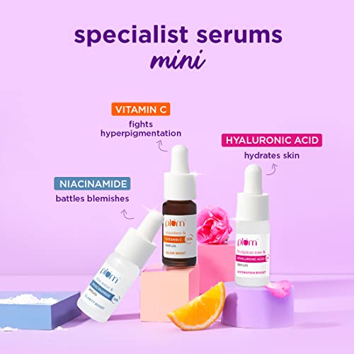 Plum Specialist Serums - Starter Pack | Set of 3 Minis | Vitamin C, Hyaluronic & Niacinamaide |For Glowing, Hydrated, Clear Skin | All Skin Types | Fragrance-Free | 100% Vegan 2 413FsCThaEL. SL500