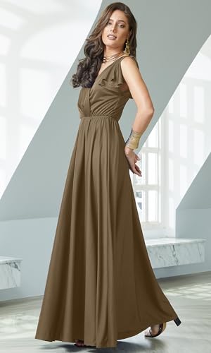 Image of KOH KOH Womens Long Sleeveless Bridesmaid Wedding Guest Prom Maxi Dress