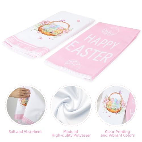 Hedeey Easter Kitchen Towels 4 Pack Happy Easter Egg Dish Towels 18X26 Inch Pink Hand Drying Tea Towel For Spring Holiday Cooking Baking Cleaning thumb #2